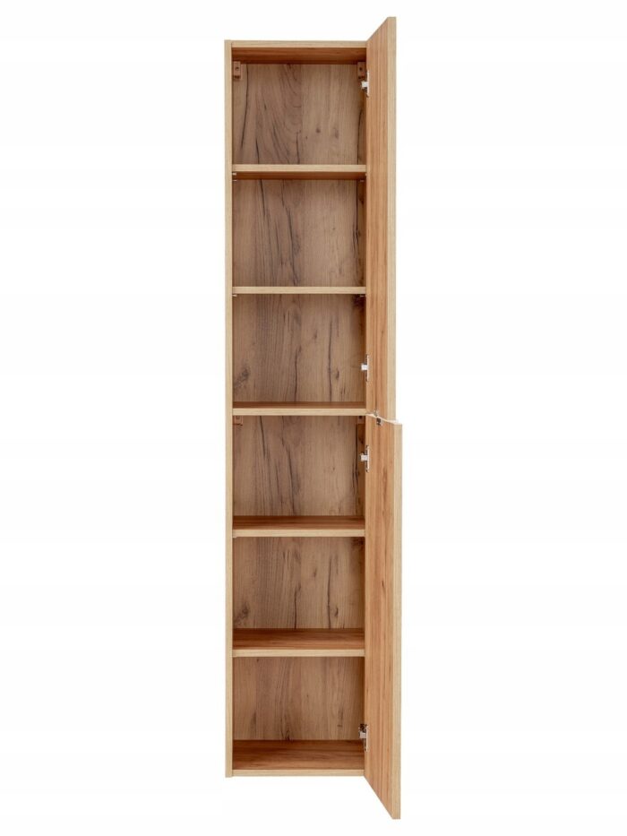 Słupek łazienkowy CAPRI 35x170 cm cm dąb craft wisząca szafka metalowe uchwyty drzwi półki