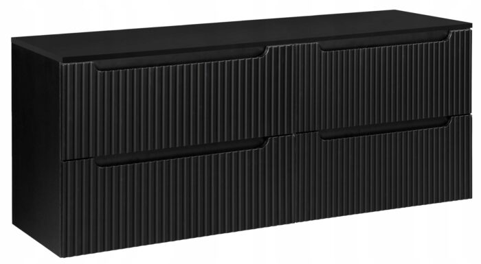 Szafka łazienkowa NOVA czarny 160 cm blat ryflowane fronty 6 szuflad szeroka