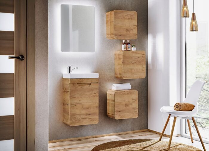 Szafka łazienkowa ARUBA 35 cm dąb craft wiszący kwadrat drzwi półki