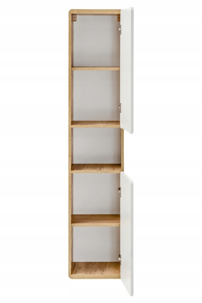 Słupek łazienkowy ARUBA 35x170 cm dąb craft biały połysk wiszący otwarta półka regał drzwi