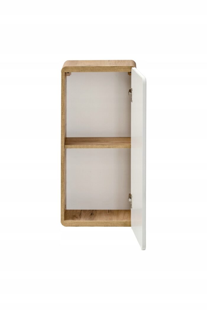 Szafka łazienkowa ARUBA 35x75 cm dąb biały połysk wiszący górny słupek drzwi półki