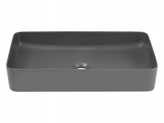 Umywalka nablatowa SLIM 60 cm szara ceramiczna prostokątna