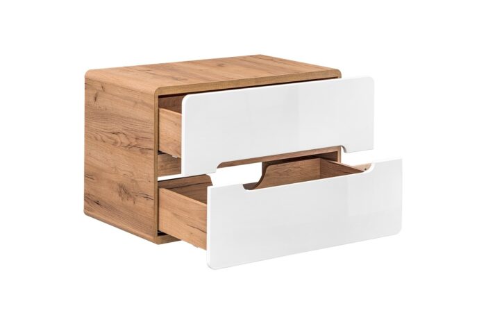 Szafka pod umywalkę ARUBA 80 cm dąb biały połysk wisząca blat szuflady