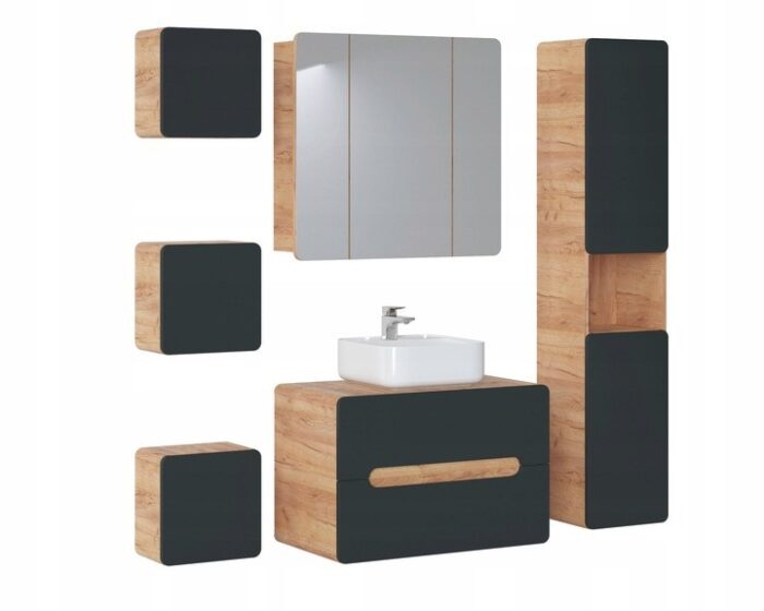 Szafka pod umywalkę ARUBA 80 cm dąb craft grafit wisząca blat szuflady