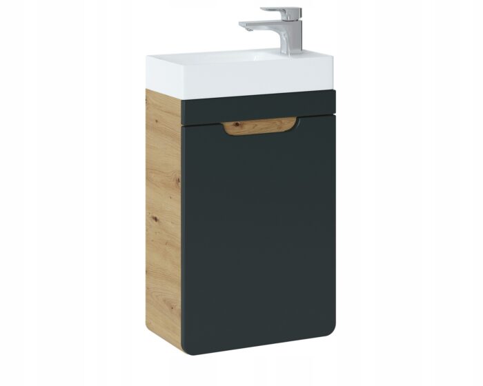Szafka pod umywalkę ARUBA 40 cm dąb craft grafit wisząca wąska drzwi