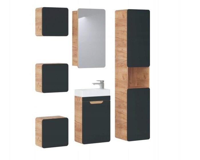Szafka pod umywalkę ARUBA 40 cm dąb craft grafit wisząca wąska drzwi