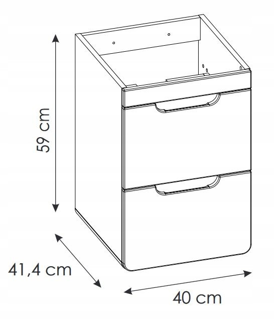 Szafka pod umywalkę ARUBA 40 cm dąb craft wisząca wąska szuflady