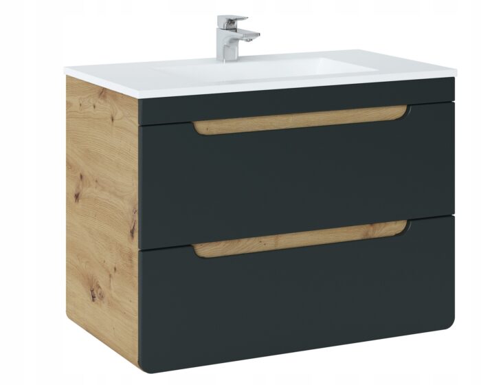 Szafka pod umywalkę ARUBA 80 cm dąb craft grafit wisząca szuflady