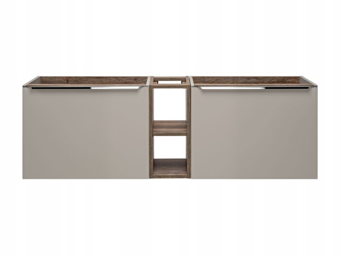 Szafka pod umywalkę SANTA FE 140 cm szary wiszący regał szuflady organizery