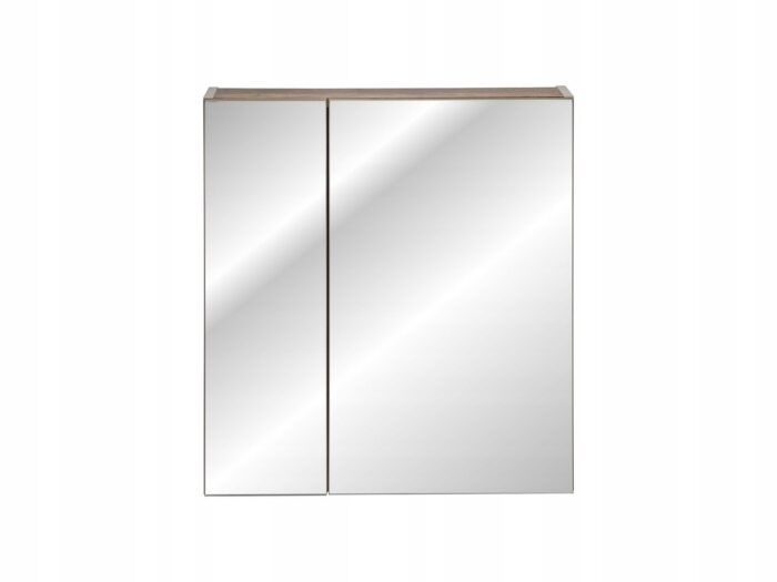 Lustro łazienkowe SANTA FE 60 CM szary szafka drzwi półki gniazdko wewnętrzne