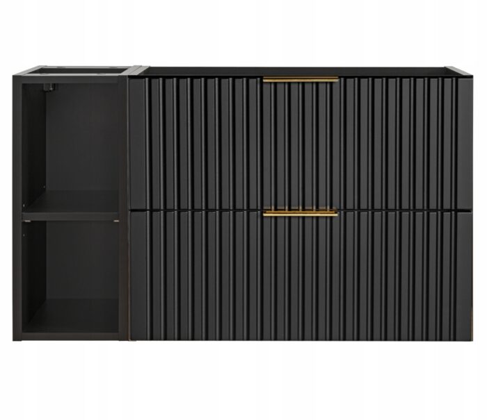 ADEL 100 cm czarna szafka łazienkowa regał 2 szuflady ryflowany front