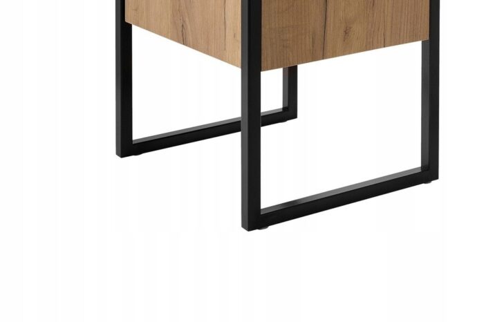 Szafka pod umywalkę BROOKLIN 60 cm dąb czarne metalowe nogi uchwyty szuflada loft