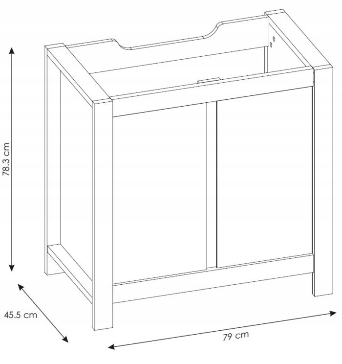 Szafka pod umywalkę CLASSIC 80 cm dąb romański stojąca drzwi