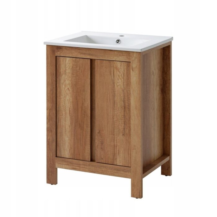 Szafka pod umywalkę CLASSIC 60 cm dąb romański stojąca drzwi