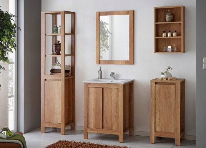 Szafka pod umywalkę CLASSIC 60 cm dąb romański stojąca drzwi