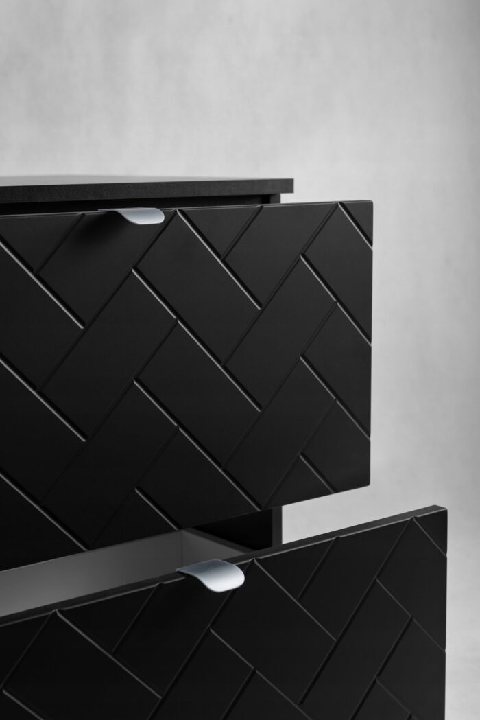 Szafka pod umywalkę MADIS 80 cm czarna wisząca pojemna szuflady frezowane fronty B