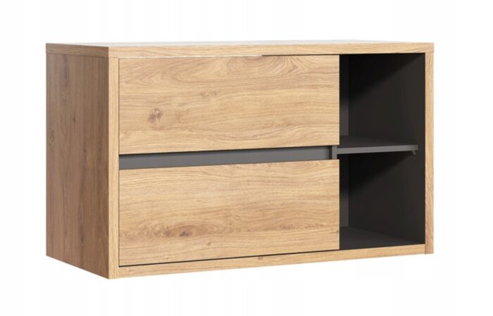 Szafka pod umywalkę DEVON 100 cm dąb grafit wisząca blat szuflady