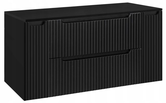 Szafka łazienkowa NOVA czarny 120 cm ryflowane fronty 2 drzwi 2 szuflady szeroka