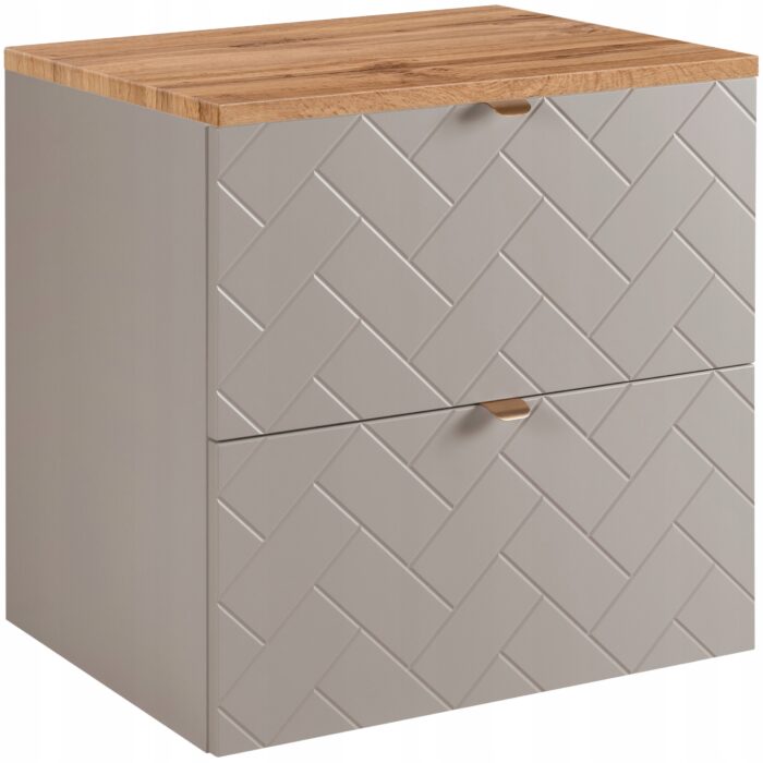 Szafka pod umywalkę MADIS 60 cm kaszmir blat wotan wisząca pojemna szuflady frezowane fronty