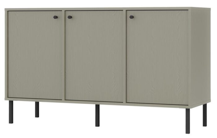 Komoda AVILA 125 cm zielona z drzwiami czarne metalowe nogi typ prosty