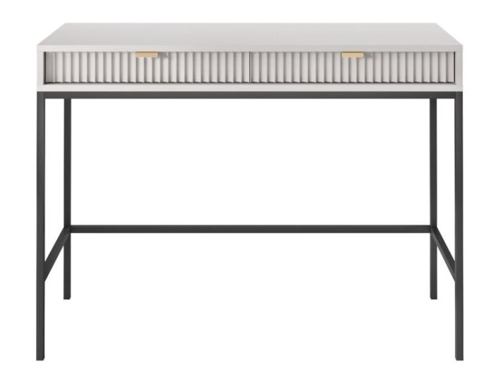 Toaletka BELLAZA L-104 cm biała z 2 szufladami i metalowym czarnymi nogami