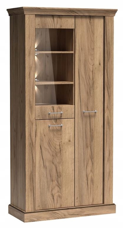 Witryna CANITA 97 cm kraft złoty wysoka drzwi półki przeszklenia