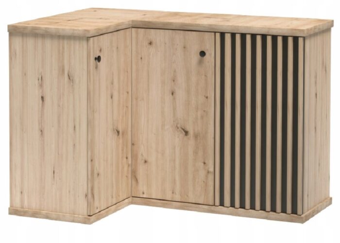 Komoda CAMPA 122 cm dąb czarny narożna lamele drzwi półki