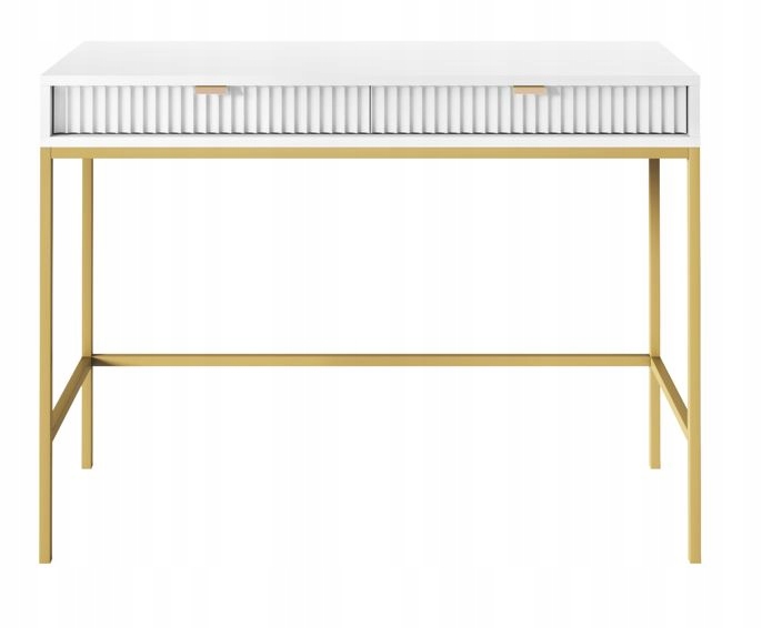 Toaletka BELLAZA L-104 cm biała z 2 szufladami i metalowym złotymi nogami