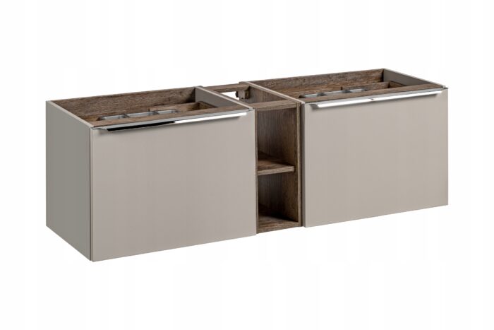 Szafka pod umywalkę SANTA FE 140 cm szary wiszący regał szuflady organizery