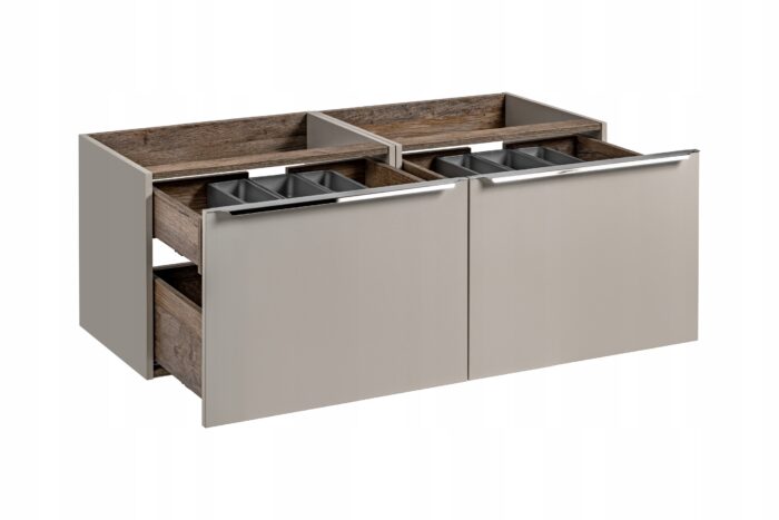 Szafka pod umywalkę SANTA FE 120 cm szary wisząca blat szuflady organizery