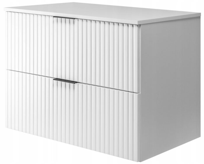 Szafka pod umywalkę FLOW 80 cm biała wisząca pojemna blat szuflady ryflowane fronty