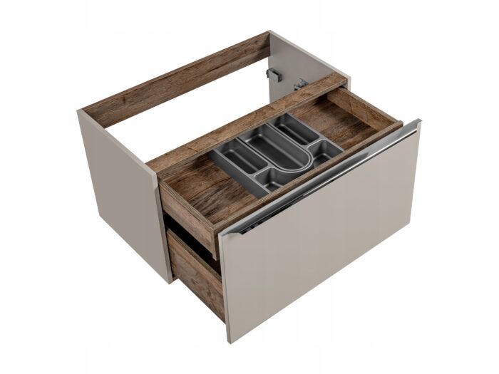 Szafka pod umywalkę SANTA FE 80 cm szary dąb wisząca blat szuflady organizer