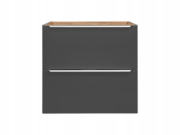 Szafka pod umywalkę CAPRI 60 cm czarna wisząca szuflady metalowe uchwyty
