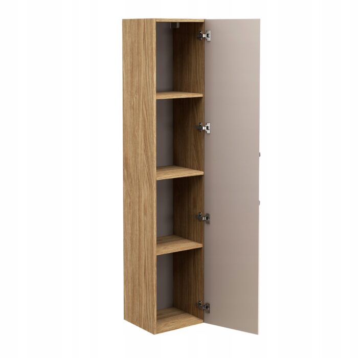 Słupek łazienkowy LUXOR 35x170 cm dąb beżowy szafka wisząca drzwi półki front 3D