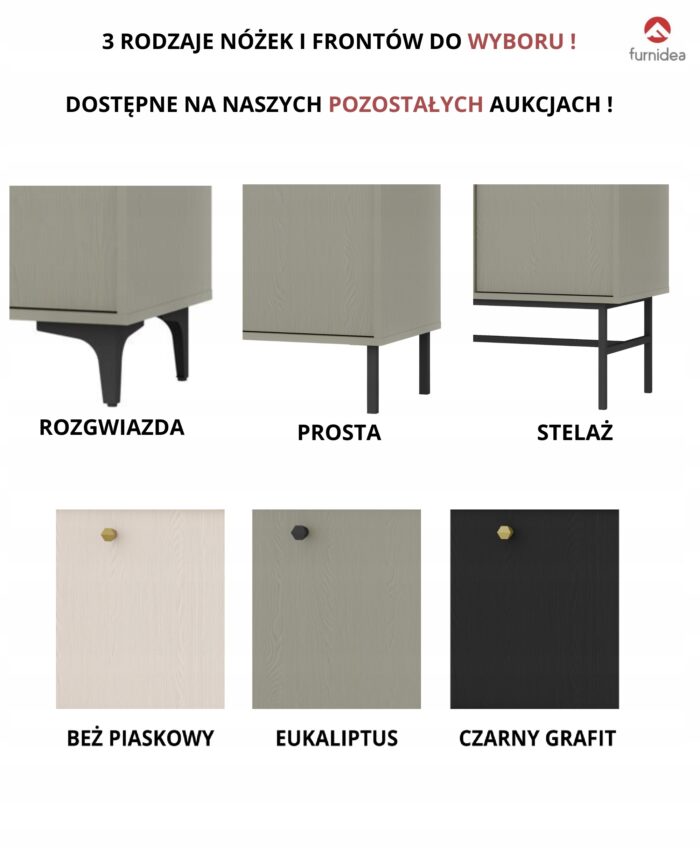 Komoda AVILA 84 cm zielona z drzwiami i szufladami czarne metalowe nogi typ prosty