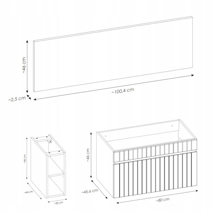 Szafka pod umywalkę ICONIC 100 cm kaszmir  wisząca blat regał szuflada frezowany front