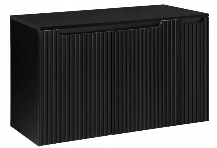 Szafka łazienkowa NOVA czarny 100 cm blat ryflowane fronty 3 drzwi pojemna