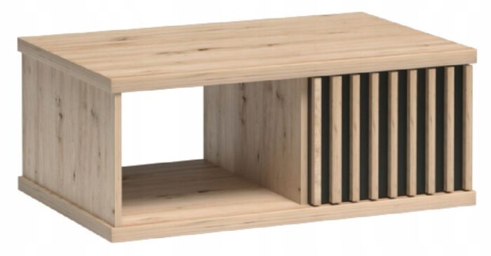 Ława CAMPA 90 cm dąb czarny lamele stolik kawowy szuflada półki