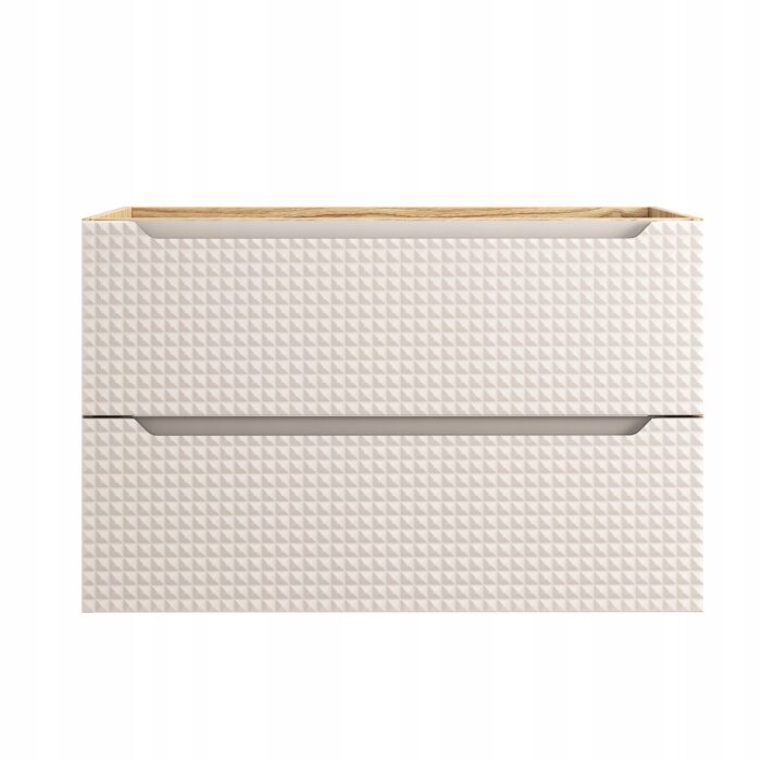 Szafka pod umywalkę LUXOR 90 cm dąb beżowy front 3 D wisząca pojemna szuflady