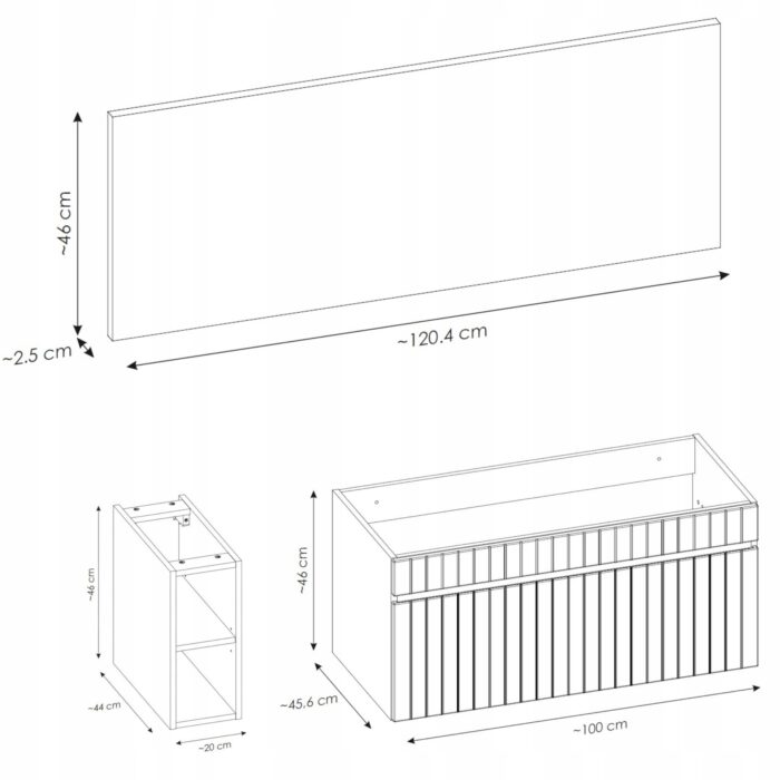 Szafka pod umywalkę ICONIC 120 cm kaszmir wisząca blat regał szuflada frezowany front