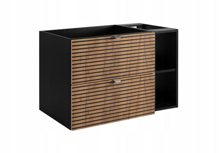 Szafka pod umywalkę LOFT 80 cm czarny dąb wisząca loft szuflady regał frezowane fronty