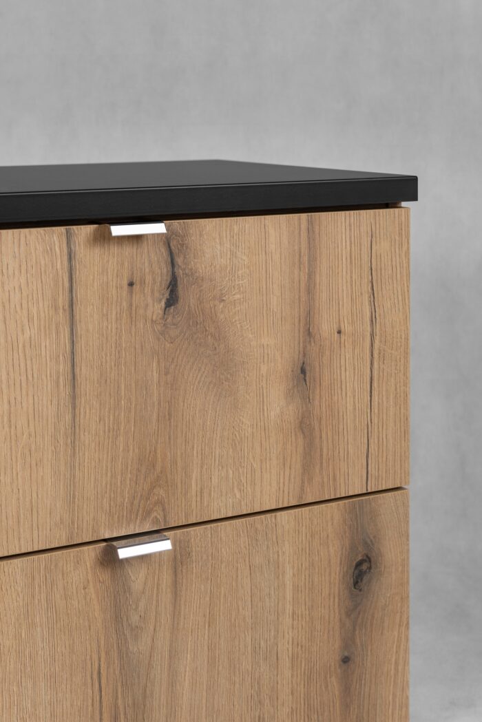 Szafka łazienkowa NOVA dąb 80 cm z szufladami blat czarny