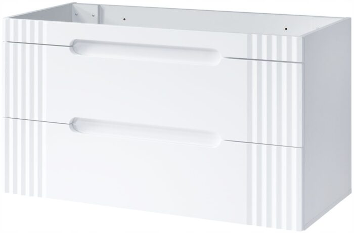 Szafka pod umywalkę FIJI 120 cm biała połysk pojemna wisząca szuflady