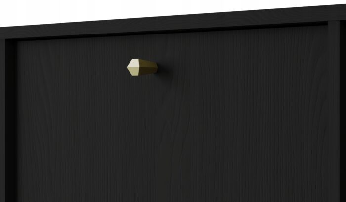 Szafka RTV AVILA 120 cm czarna z klapami złote metalowe nogi typ stelaż