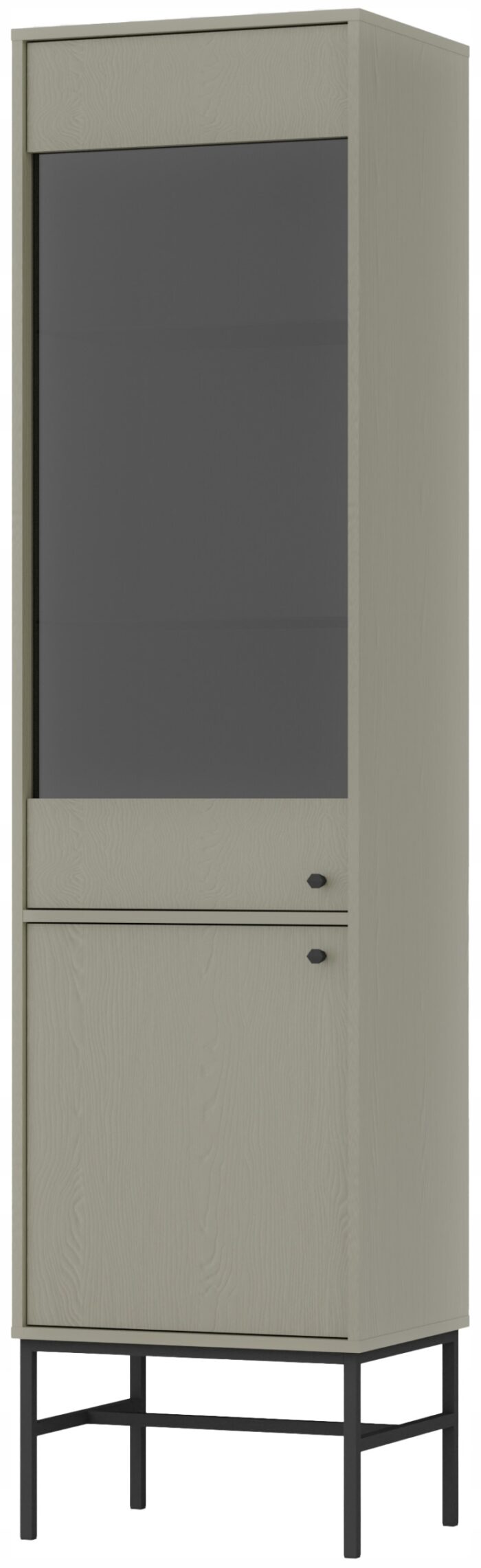 Witryna AVILA 208 cm zielona z drzwiami czarne metalowe nogi typ stelaż