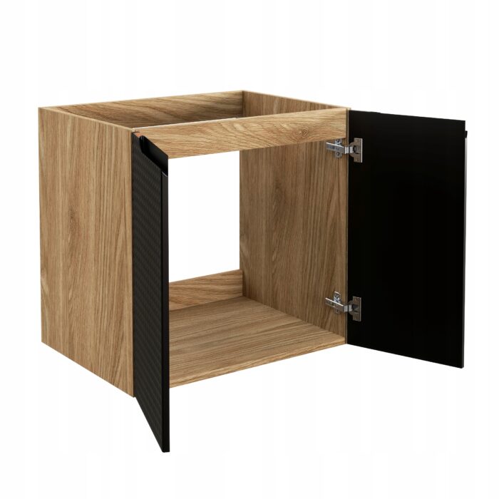 Szafka pod umywalkę LUXOR 60 cm dąb czarny front 3 D wisząca drzwi