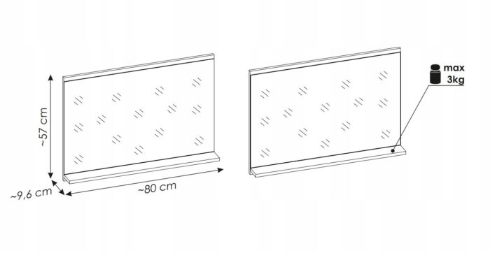 Lustro łazienkowe NOVA dąb 80 cm półka