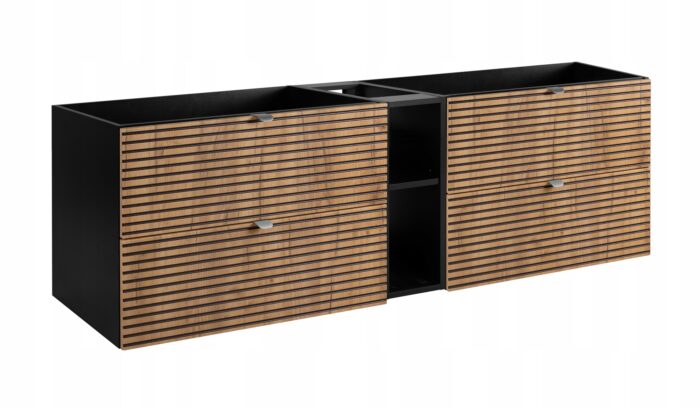 Szafka pod umywalkę LOFT 180 cm czarny dąb wisząca loft szuflady regał frezowane fronty