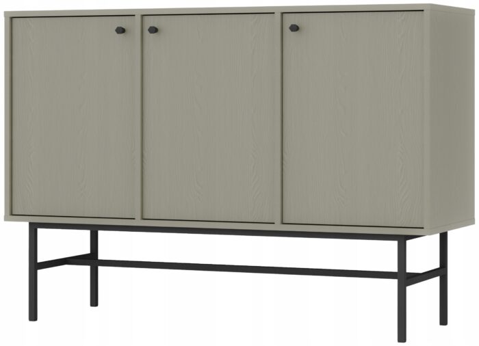 Komoda AVILA 125 cm zielona z drzwiami czarne metalowe nogi typ stelaż