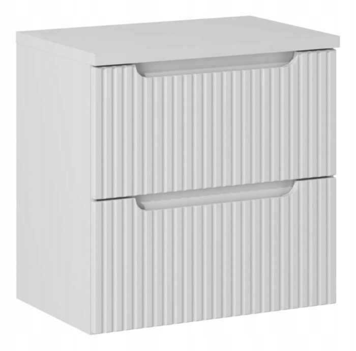 Szafka łazienkowa NOVA biały 60 cm blat ryflowane fronty 2 szuflady uniwersalna